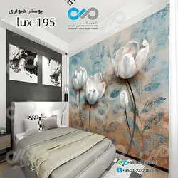 پوسترسه بعدی تصویری اتاق خواب لوکس با تصویرگل-کدlux-195