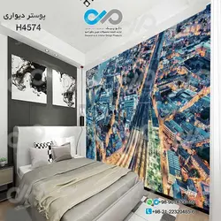 کاغذدیواری اتاق خواب باتصویر نمای بالا از شهر و خیابان ها-کد-H4574
