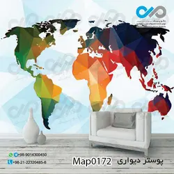 کاغذ دیواری با طرح نقشه جهان کد 0172