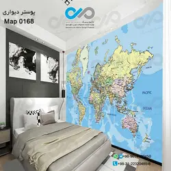 پوستر دیواری با طرح نقشه جهان کد 0168