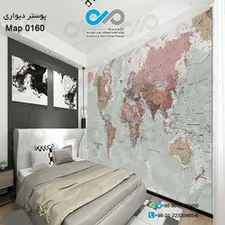 پوستر دیواری با طرح نقشه جهان کد 0160