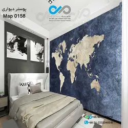 پوستر دیواری با طرح نقشه جهان کد 0158