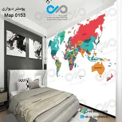پوستر دیواری با طرح نقشه جهان کد 0153