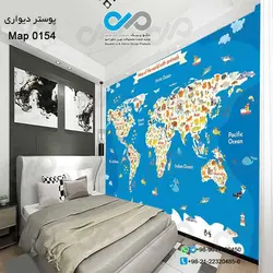 پوستر دیواری با طرح نقشه جهان کد 0154