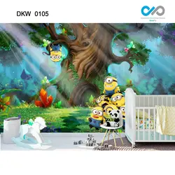 پوستر سه بعدی - اتاق کودک نوجوان - انیمیشن مینیون ها در باغ - کد DKW-0105