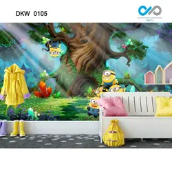پوستر سه بعدی - اتاق کودک نوجوان - انیمیشن مینیون ها در باغ - کد DKW-0105