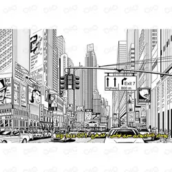 پوستر کاغذ دیواری - پشت تلویزیون - طرح شهر مدرن - کد wp-lux-071