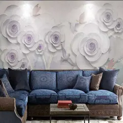 پوستر دیواری سه بعدی طرح گل  و پرنده 2018 کدwp-lux-185