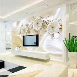 پوستر دیواری سه بعدی - پشت تلویزیون - طرح گل های نگین دار - کد wp-lux-209