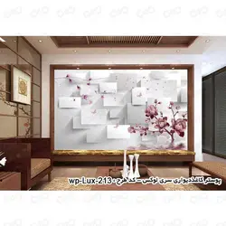 پوستر دیواری سه بعدی طرح شکوفه های صورتی سری لوکس 2018 کد wp-lux-213