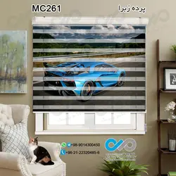 پرده زبراتصویری دکوپیک با طرح خودرو مدرن آبی-کدMC261