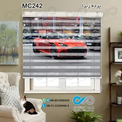 پرده زبراتصویری دکوپیک با طرح خودرو مدرن قرمز-کدMC242