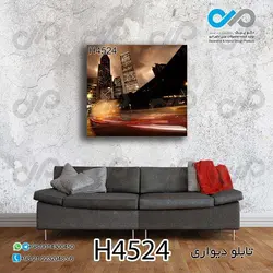 تابلو دیواری دکوپیک با طرح ساختمان هاوخیابان درشب- کد H4524 مربع