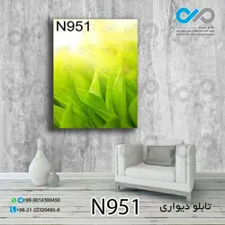 تابلو دیواری دکوپیک طبیعت طرح برگ سبز- کد N951 مستطیل  عمودی