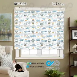 پرده زبرا تصویری پترن با طرح بالن ها و ابروستاره ها-کدKPT1321
