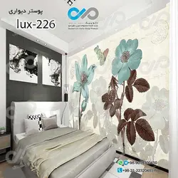 پوسترسه بعدی تصویری اتاق خواب لوکس با تصویرگل وپروانه-کدlux-226