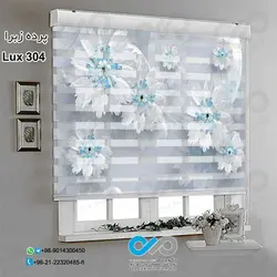 پرده زبرا تصویری لوکس با تصویرگل های کریستال-کد Lux304