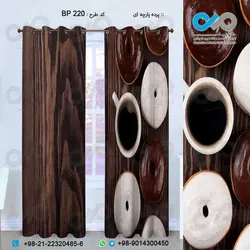 پرده پارچه ای سه بعدی نان و شیرینی طرح دونات هاو فنجان قهوه-کدBP220
