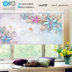 پرده شید پذیرایی-لوکس با تصویر گل های مرواریدی-کدLux132