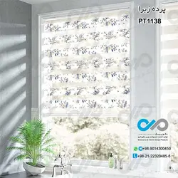 پرده زبرا تصویری پترن با طرح گل ها -کد PT1138