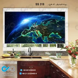 پرده شید رول آشپزخانه - طرح کره زمین - کد ss318