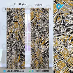 پرده پارچه ای سه بعدی طرح برگ ها ی هاوایی مشکی طلایی -کد LF741