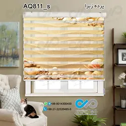 پرده زبرا تصویری آکواریوم با تصویرصدف های روی شن ها-کدAQ811_s