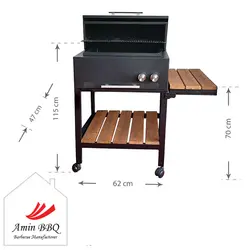 باربیکیو 62 سانتی با پایه و چوب ترمو و رنگ مشکی