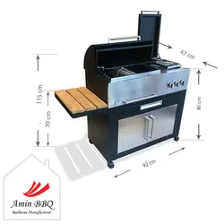 باربیکیو 92 سانتی با اجاق  و کاور استیل