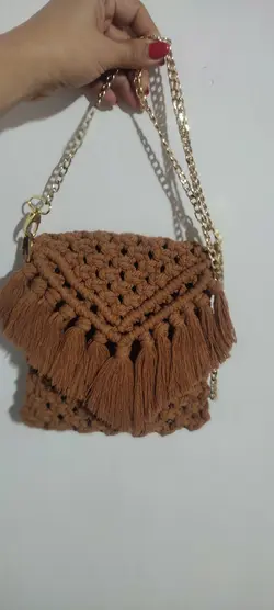 کیف مکرومه مدل نگین بند زنجیری