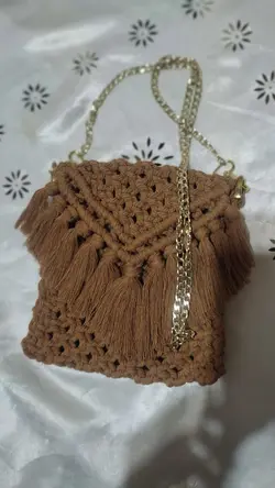 کیف مکرومه مدل نگین بند زنجیری