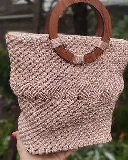 کیف مکرومه مدل سبدی