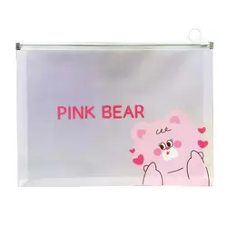 پوشه زیپ دار فانتزی طرح خرس صورتی