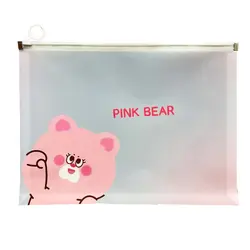 پوشه زیپ دار فانتزی طرح خرس صورتی