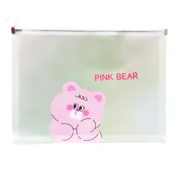 پوشه زیپ دار فانتزی طرح خرس صورتی