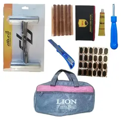 خرید و قیمت پگیج کامل کیت پنچرگیری 7 عددی | کیف و درفش و نخ زن و کاتر و وصله و چسب و آچار والف - فروشگاه الهی شاپ | elahishop