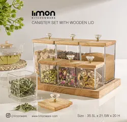 ست بانکه و ادویه کفه دار درب چوبی