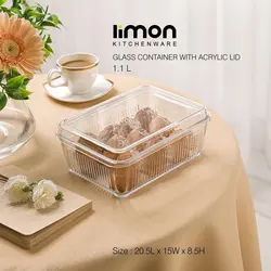 بیسکویت خوری شیشه ای مستطیل