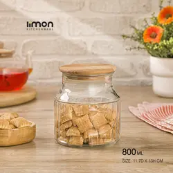 بانکه شیشه ای درب چوبی کوچک