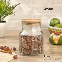 بانکه شیشه ای درب چوبی متوسط