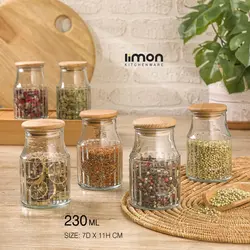 ادویه شیشه ای درب چوبی