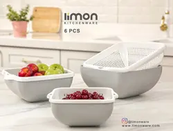 ست کاسه و آبکش چهارگوش سه سایز (کد 2067)