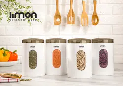 پک سه عددی جای حبوبات گرد درب شفاف (سایز 2)