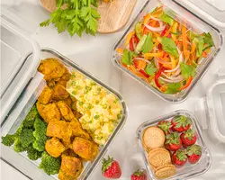 ست ظروف شیشه ای مربع سه سایز لیمون