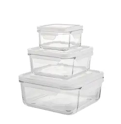 ست ظروف شیشه ای مربع سه سایز لیمون