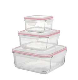 ست ظروف شیشه ای مربع سه سایز لیمون