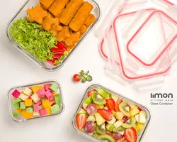 ست ظروف شیشه ای مستطیل سه سایز لیمون