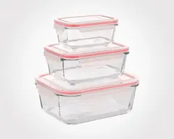 ست ظروف شیشه ای مستطیل سه سایز لیمون