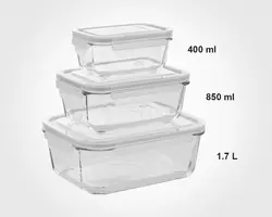 ست ظروف شیشه ای مستطیل سه سایز لیمون