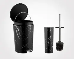 ست بهداشتی طرح ماربل مشکی نقره ای (جدید)